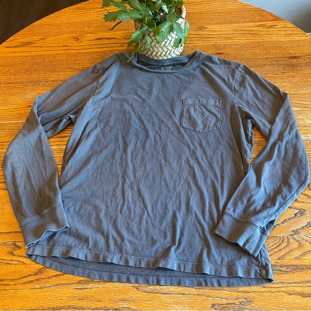 J.Crew Long Sleeve Pocket T-Short in Large Dark Grey